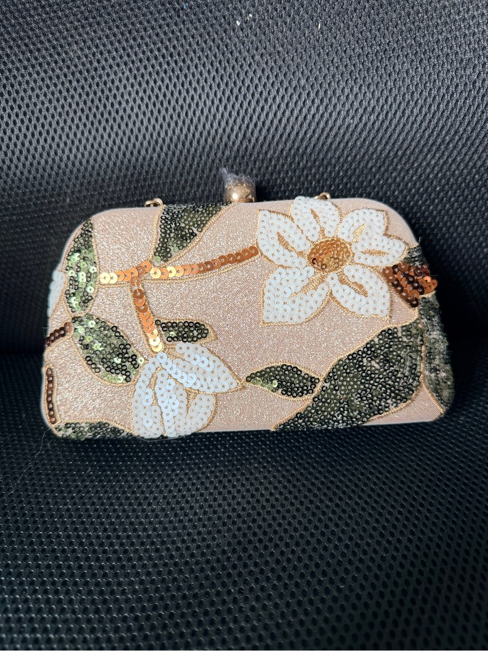 Embellished Pink Floral Sequin Clutch